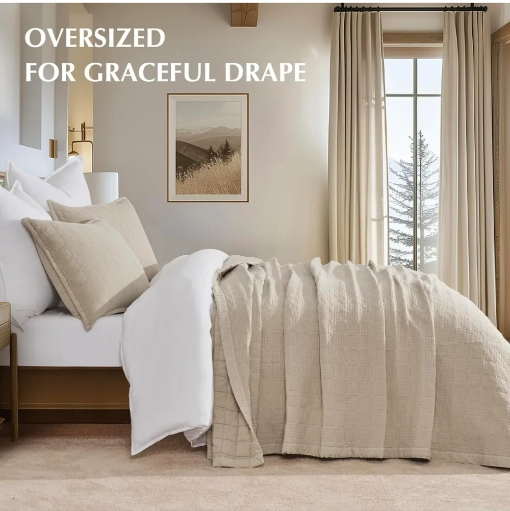 EVERGRACEHOME Stonewashed Cotton Quilt Set King Size, Ultra Soft Oversized Bedsp